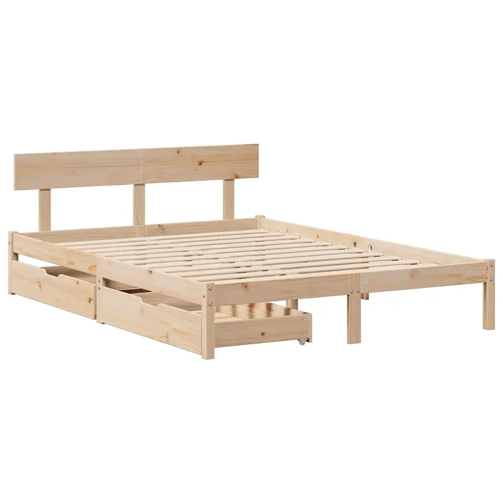 Letto senza Materasso 150x200 cm in Legno Massello di Pino 3301516 - Image 3