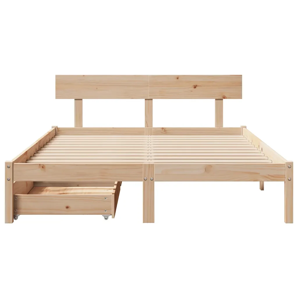 Letto senza Materasso 150x200 cm in Legno Massello di Pino 3301516 - Image 4