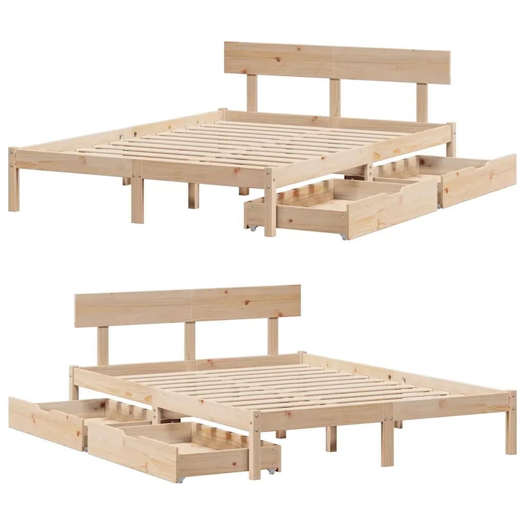 Letto senza Materasso 150x200 cm in Legno Massello di Pino 3301516 - Image 9