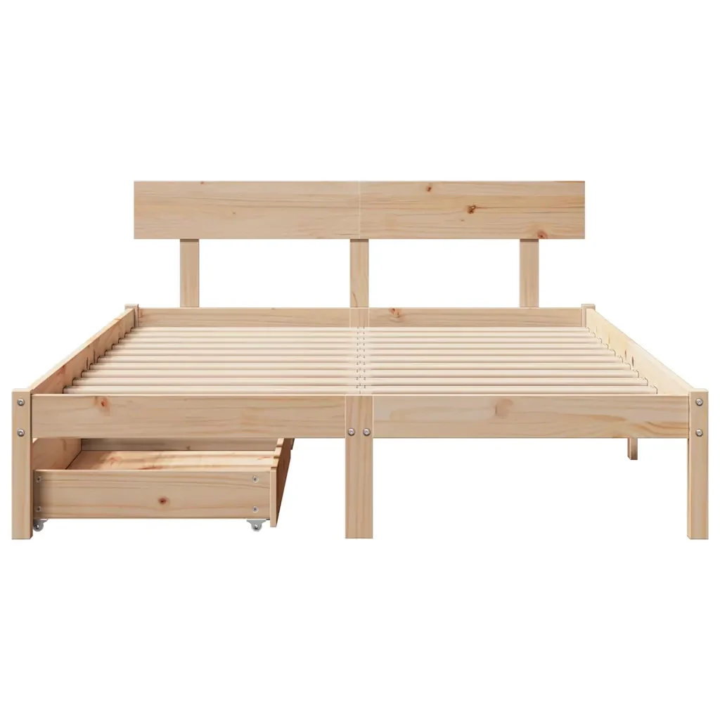 Letto senza Materasso 160x200 cm in Legno Massello di Pino 3301518 - Image 4