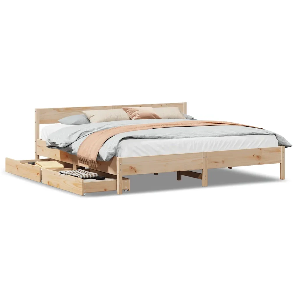 Letto senza Materasso 180x200 cm in Legno Massello di Pino 3301740 - Image 2