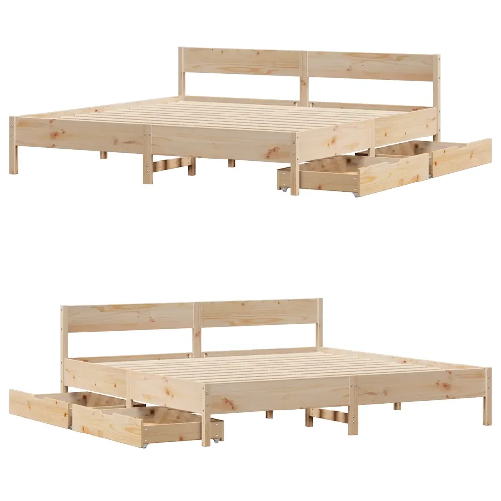 Letto senza Materasso 180x200 cm in Legno Massello di Pino 3301740 - Image 9