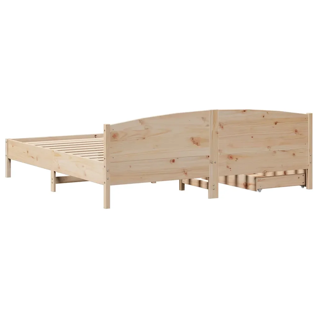 Letto senza Materasso 200x200 cm in Legno Massello di Pino 3301815 - Image 8