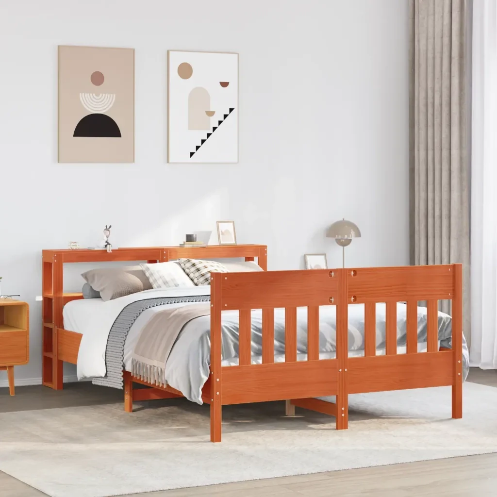 Letto senza Materasso Marrone Cera 150x200 cm in Legno di Pino