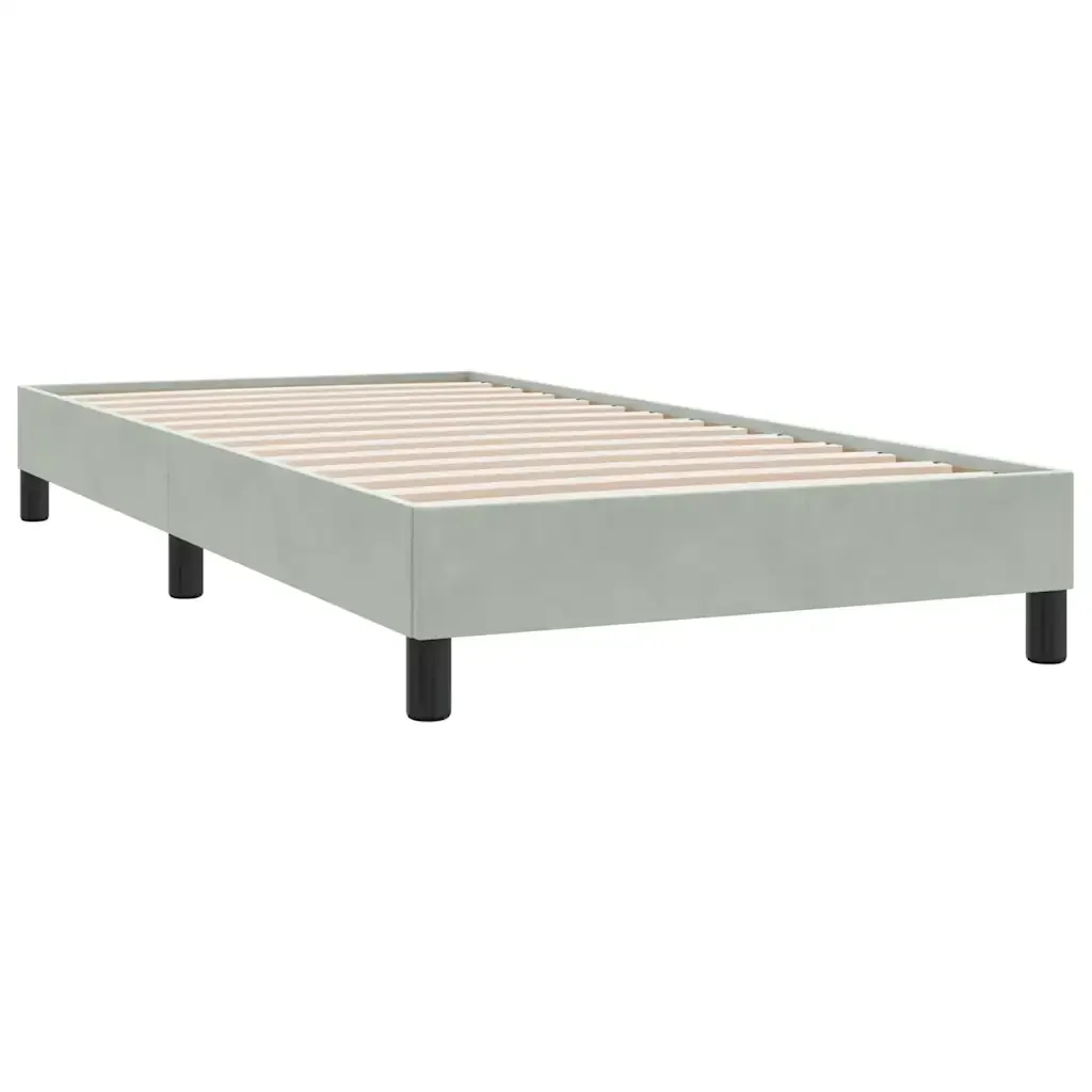 Letto singolo | Letto per adulti | Giroletto a Molle con Materasso grigio chiaro 90x210 cm Velluto - Image 5