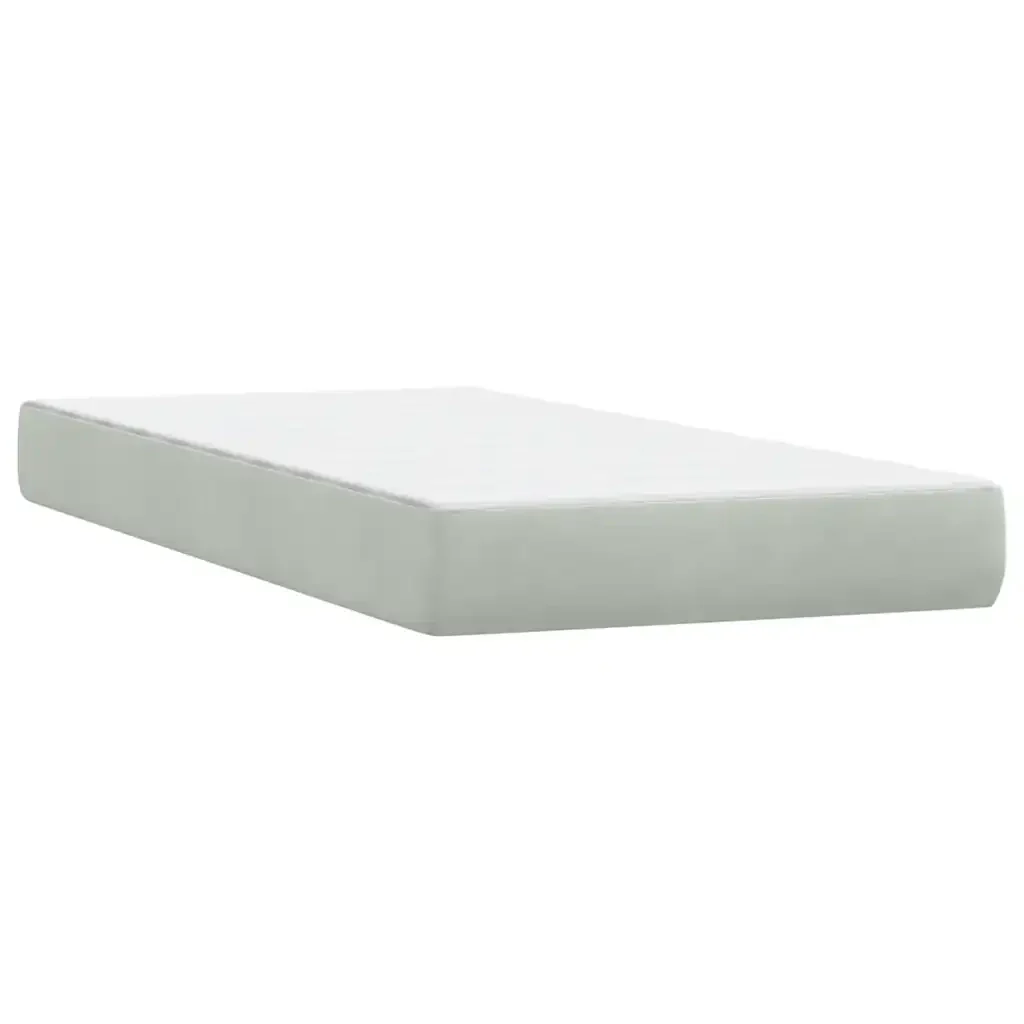 Letto singolo | Letto per adulti | Giroletto a Molle con Materasso grigio chiaro 90x210 cm Velluto - Image 7