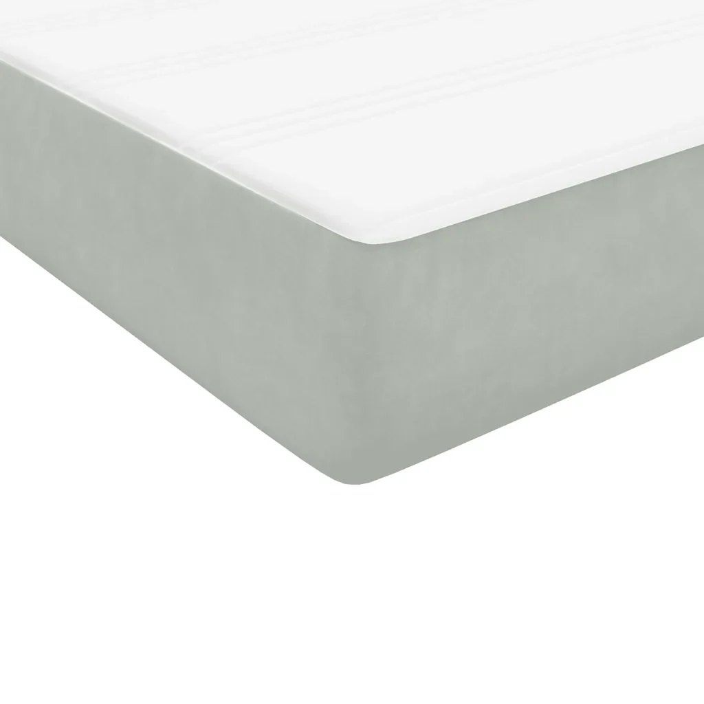 Letto singolo | Letto per adulti | Giroletto a Molle con Materasso grigio chiaro 90x210 cm Velluto - Image 9