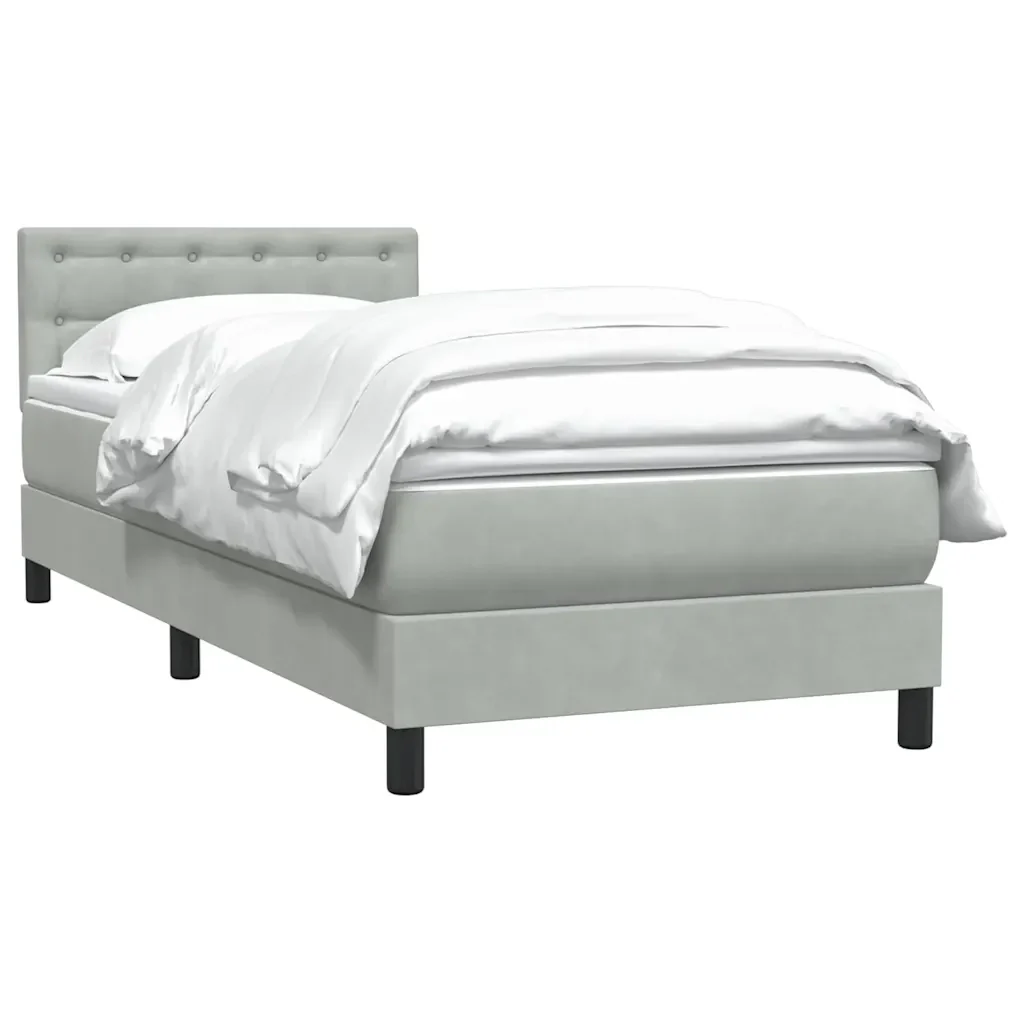 Letto singolo | Letto per adulti | Giroletto a Molle con Materasso grigio chiaro 90x210 cm Velluto - Image 3