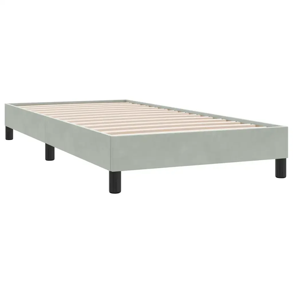 Letto singolo | Letto per adulti | Giroletto a Molle con Materasso grigio chiaro 90x210 cm Velluto - Image 5