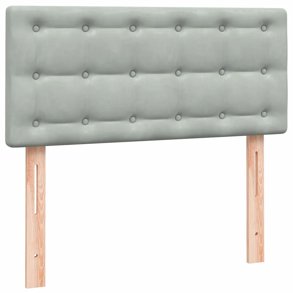 Letto singolo | Letto per adulti | Giroletto a Molle con Materasso grigio chiaro 90x210 cm Velluto - Image 6