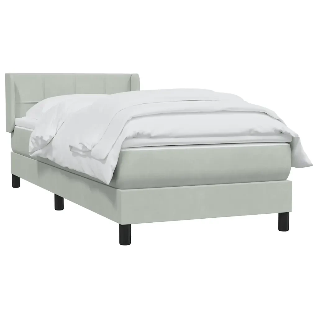 Letto singolo | Letto per adulti | Giroletto a Molle con Materasso grigio chiaro 90x210 cm Velluto - Image 3
