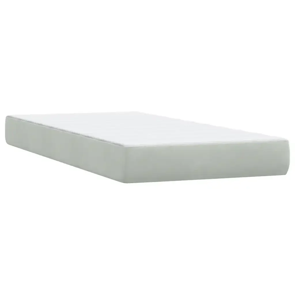 Letto singolo | Letto per adulti | Giroletto a Molle con Materasso grigio chiaro 90x210 cm Velluto - Image 6