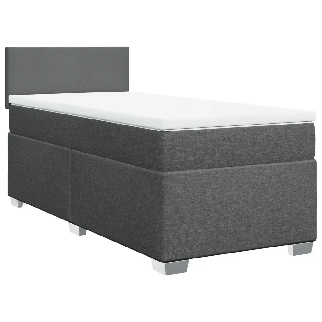 Letto singolo | Letto per adulti | Giroletto a Molle con Materasso Grigio Scuro 80x200 cm Tessuto