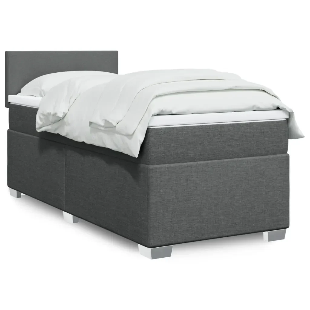 Letto singolo | Letto per adulti | Giroletto a Molle con Materasso Grigio Scuro 80x200 cm Tessuto - Image 2