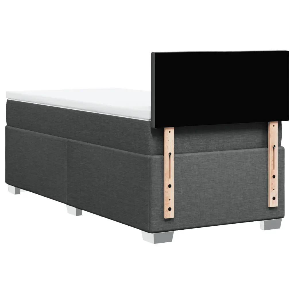 Letto singolo | Letto per adulti | Giroletto a Molle con Materasso Grigio Scuro 80x200 cm Tessuto - Image 6
