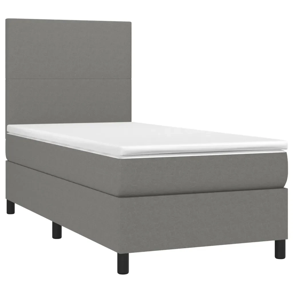 Letto singolo | Letto per adulti | Giroletto a Molle con Materasso Grigio Scuro 80x200 cm Tessuto - Image 3