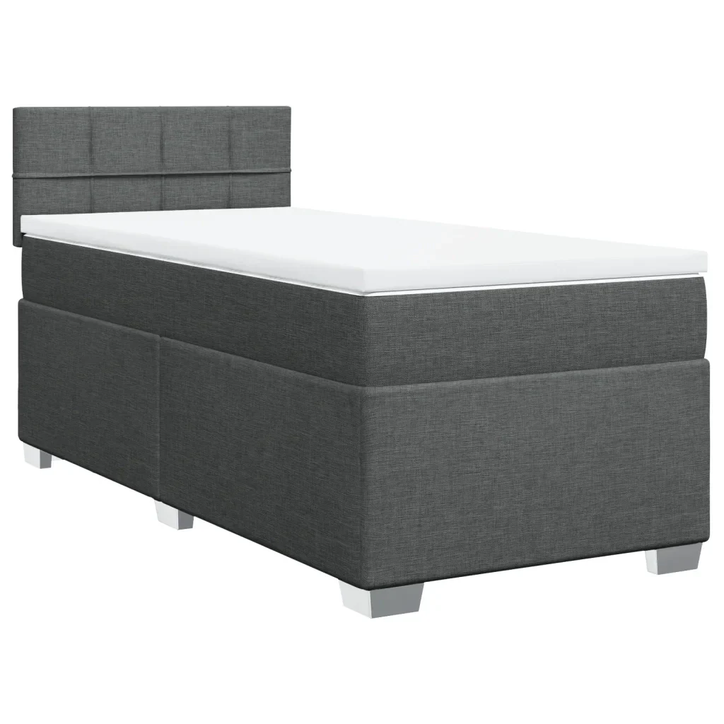 Letto singolo | Letto per adulti | Giroletto a Molle con Materasso Grigio Scuro 80x200 cm Tessuto