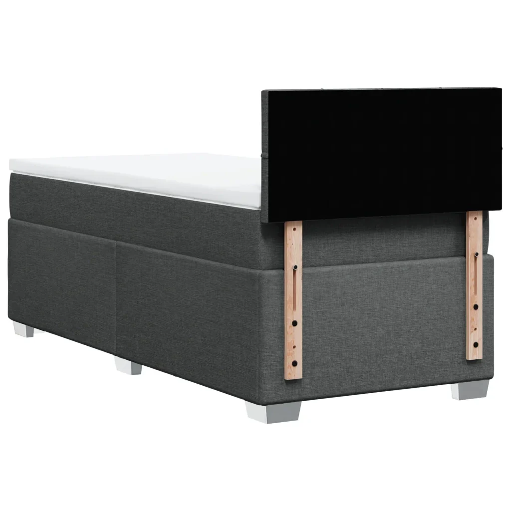 Letto singolo | Letto per adulti | Giroletto a Molle con Materasso Grigio Scuro 80x200 cm Tessuto - Image 6