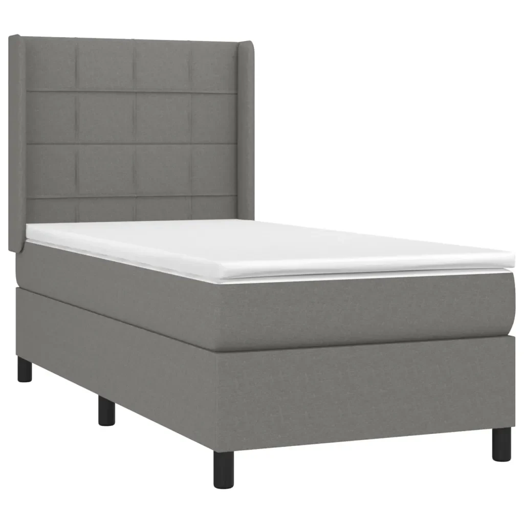 Letto singolo | Letto per adulti | Giroletto a Molle con Materasso Grigio Scuro 80x200 cm Tessuto - Image 3