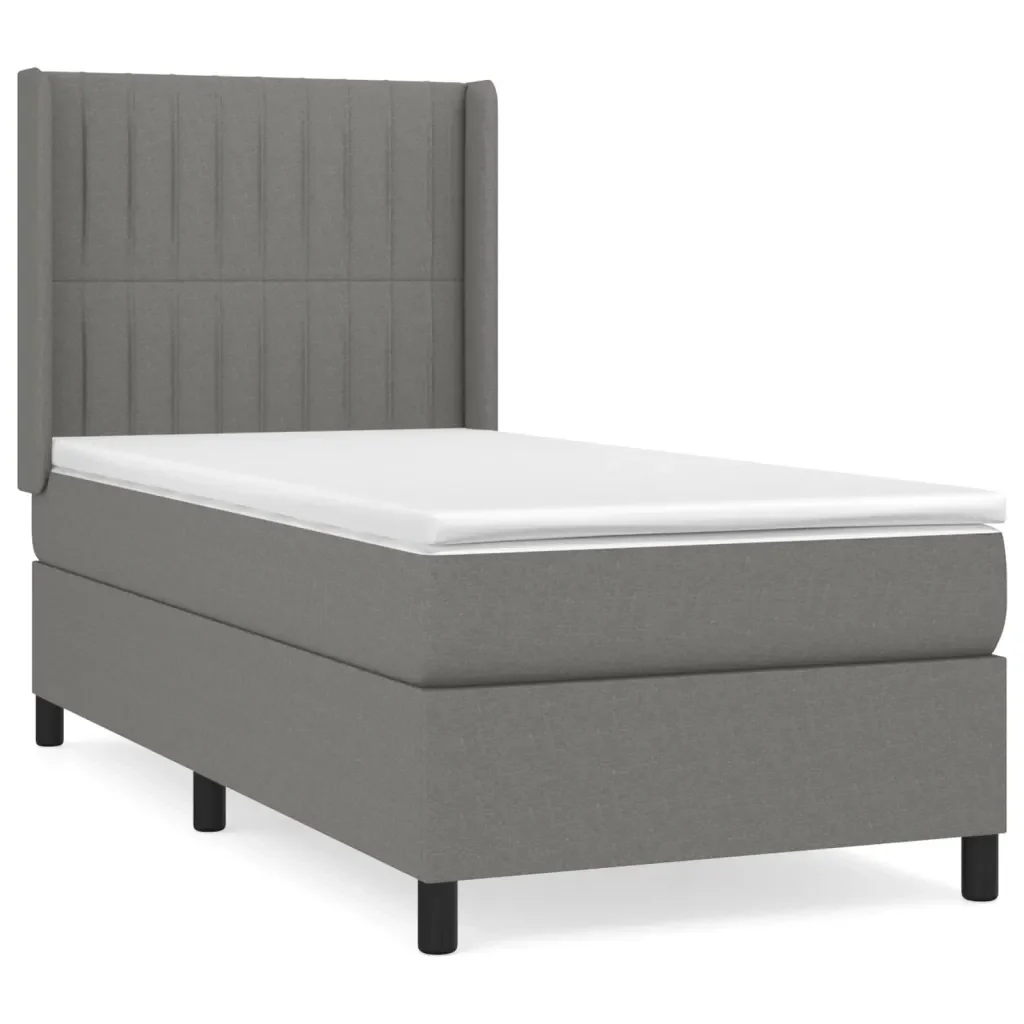 Letto singolo | Letto per adulti | Giroletto a Molle con Materasso Grigio Scuro 80x200 cm Tessuto