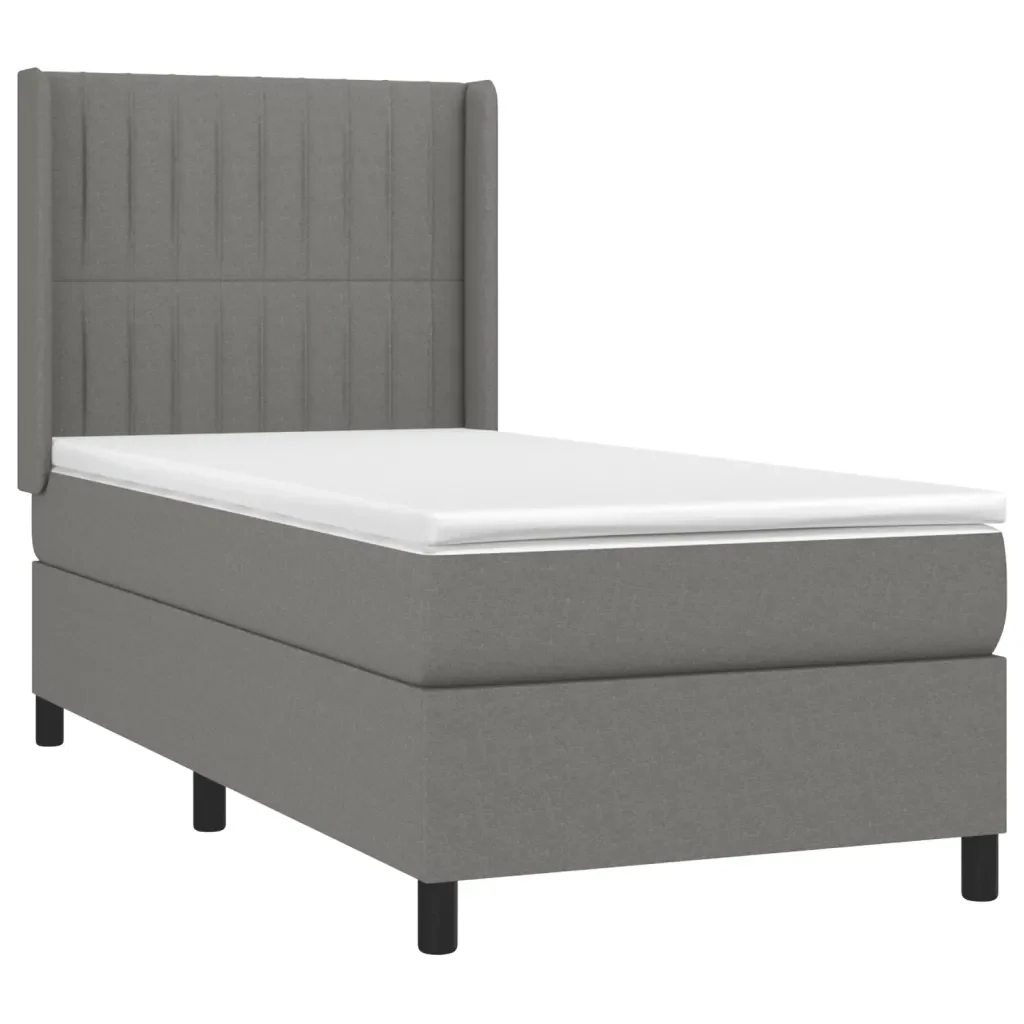 Letto singolo | Letto per adulti | Giroletto a Molle con Materasso Grigio Scuro 80x200 cm Tessuto - Image 3