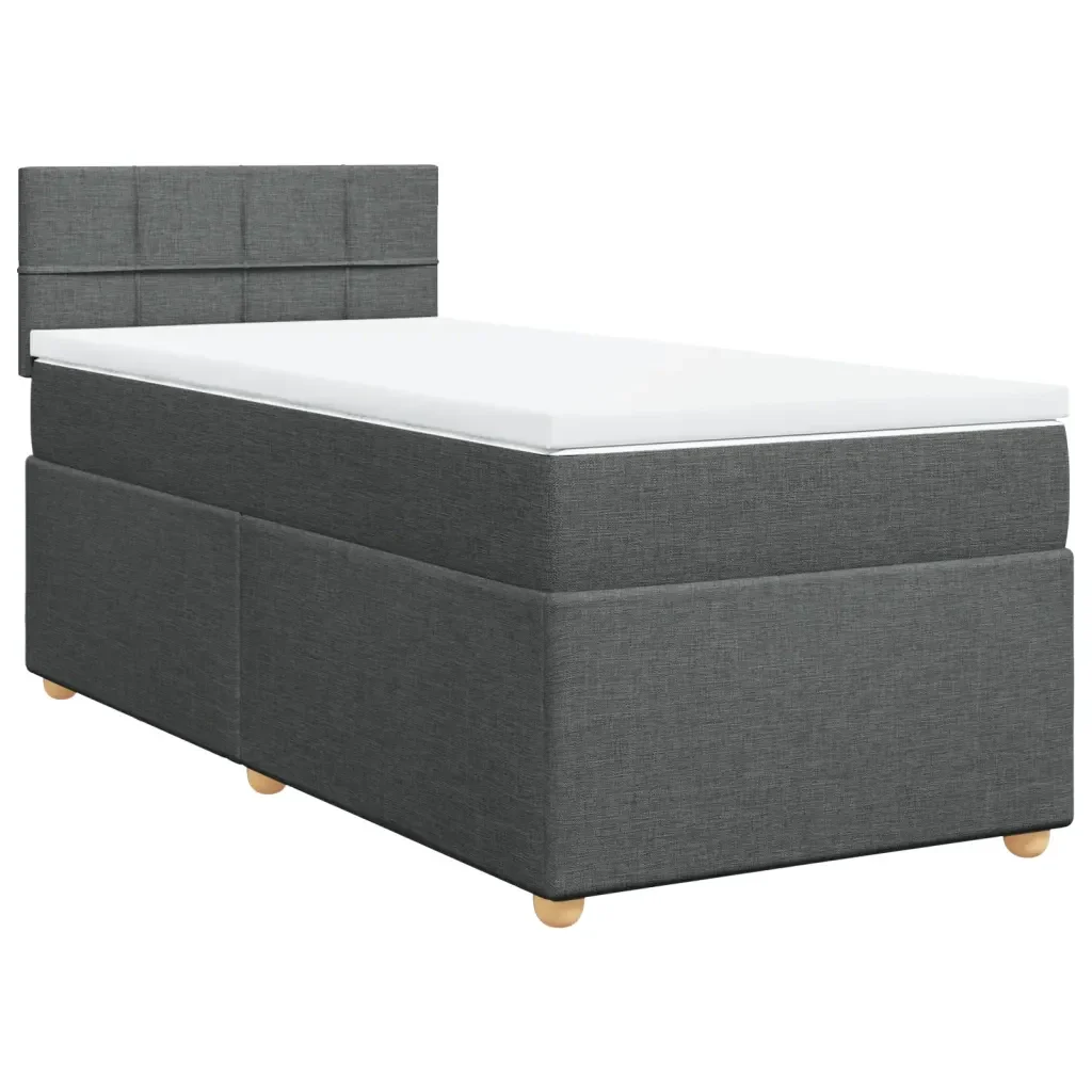 Letto singolo | Letto per adulti | Giroletto a Molle con Materasso Grigio Scuro 80x200 cm Tessuto