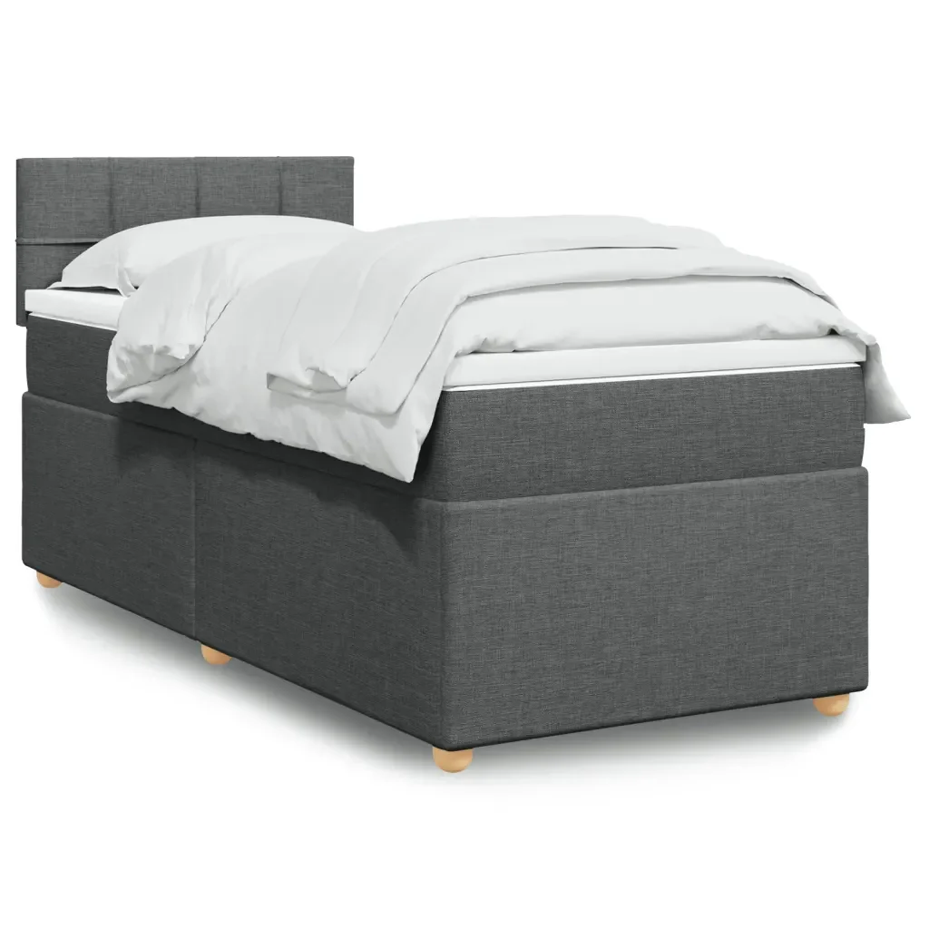 Letto singolo | Letto per adulti | Giroletto a Molle con Materasso Grigio Scuro 80x200 cm Tessuto - Image 2