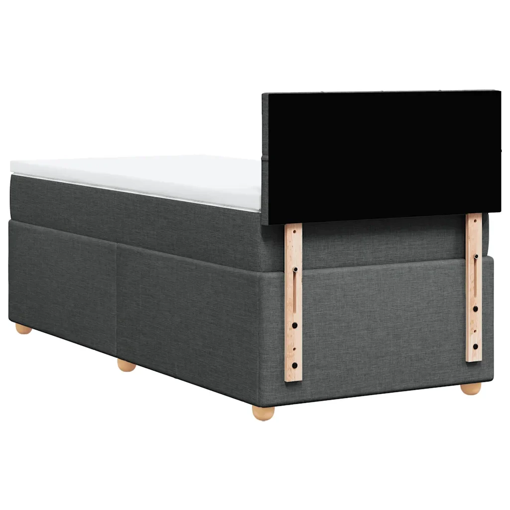 Letto singolo | Letto per adulti | Giroletto a Molle con Materasso Grigio Scuro 80x200 cm Tessuto - Image 6