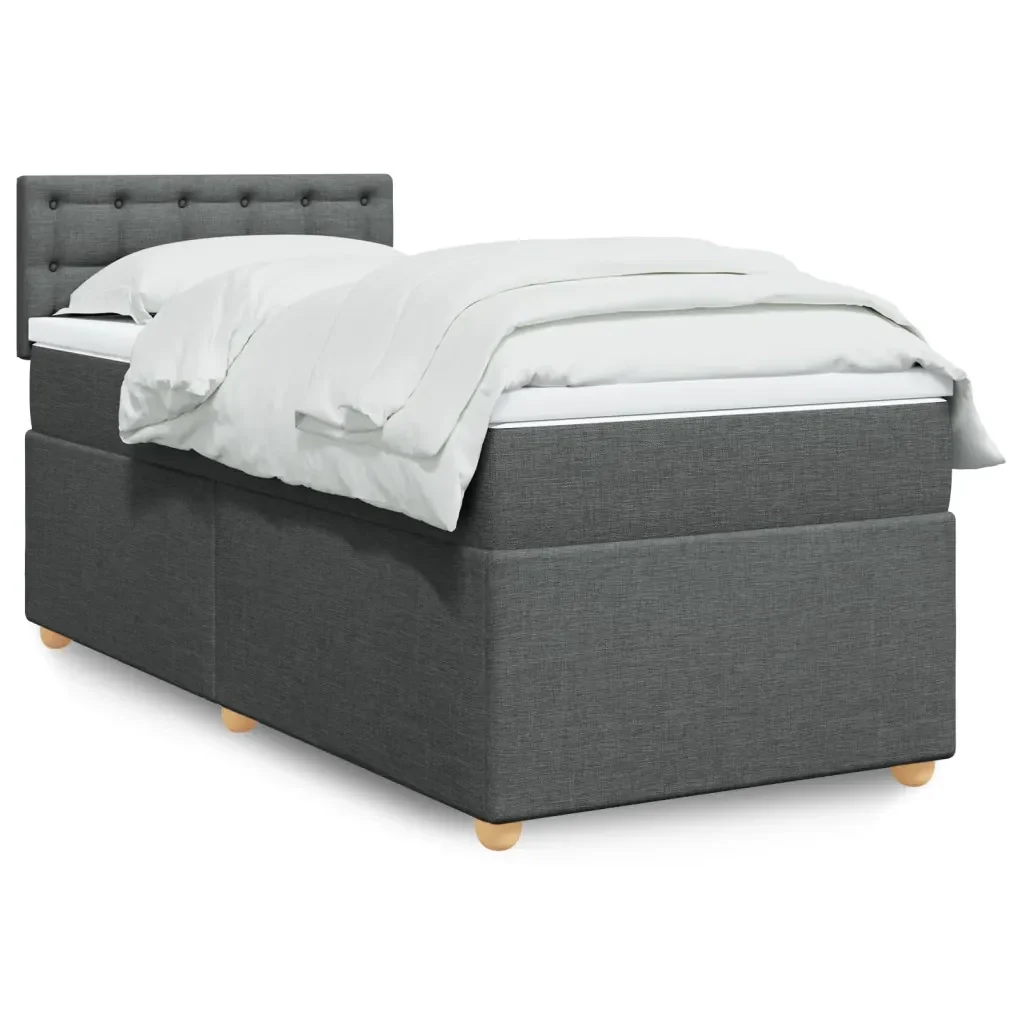 Letto singolo | Letto per adulti | Giroletto a Molle con Materasso Grigio Scuro 80x200 cm Tessuto - Image 2