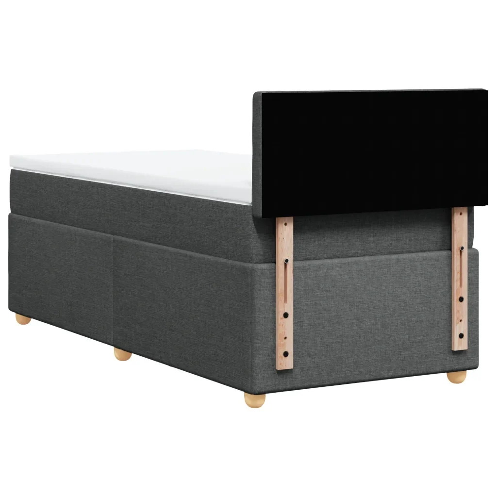Letto singolo | Letto per adulti | Giroletto a Molle con Materasso Grigio Scuro 80x200 cm Tessuto - Image 6