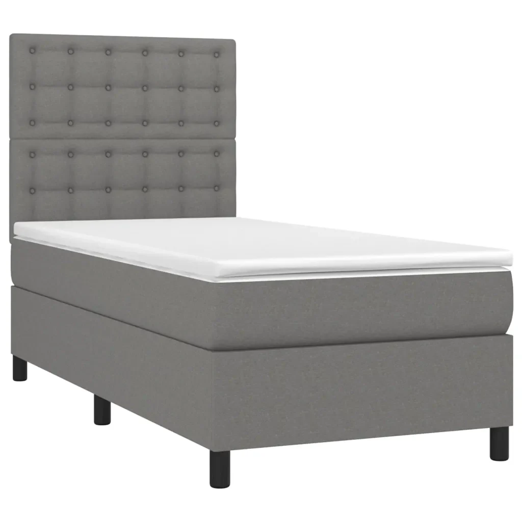 Letto singolo | Letto per adulti | Giroletto a Molle con Materasso Grigio Scuro 80x200 cm Tessuto - Image 4
