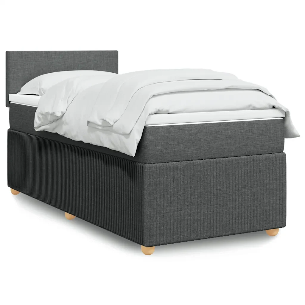 Letto singolo | Letto per adulti | Giroletto a Molle con Materasso Grigio Scuro 80x200 cm Tessuto - Image 3