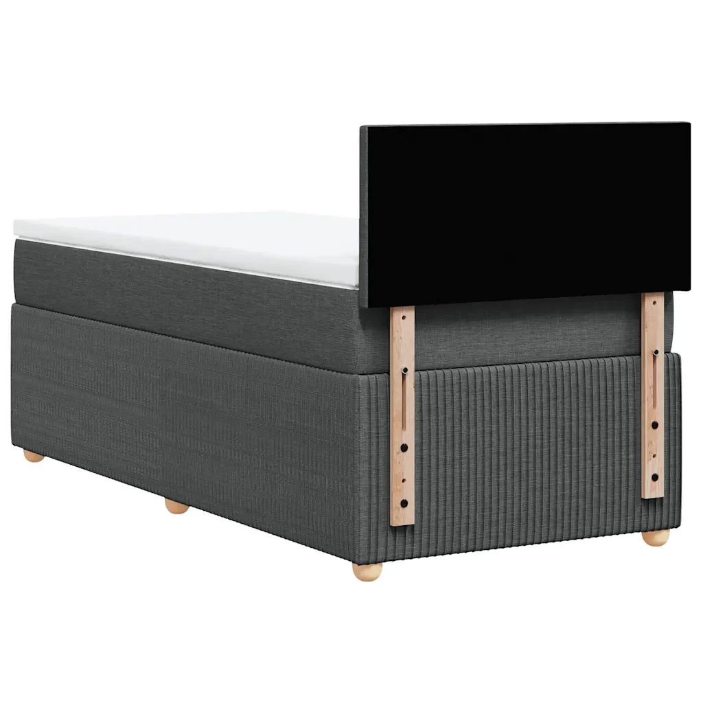 Letto singolo | Letto per adulti | Giroletto a Molle con Materasso Grigio Scuro 80x200 cm Tessuto - Image 6