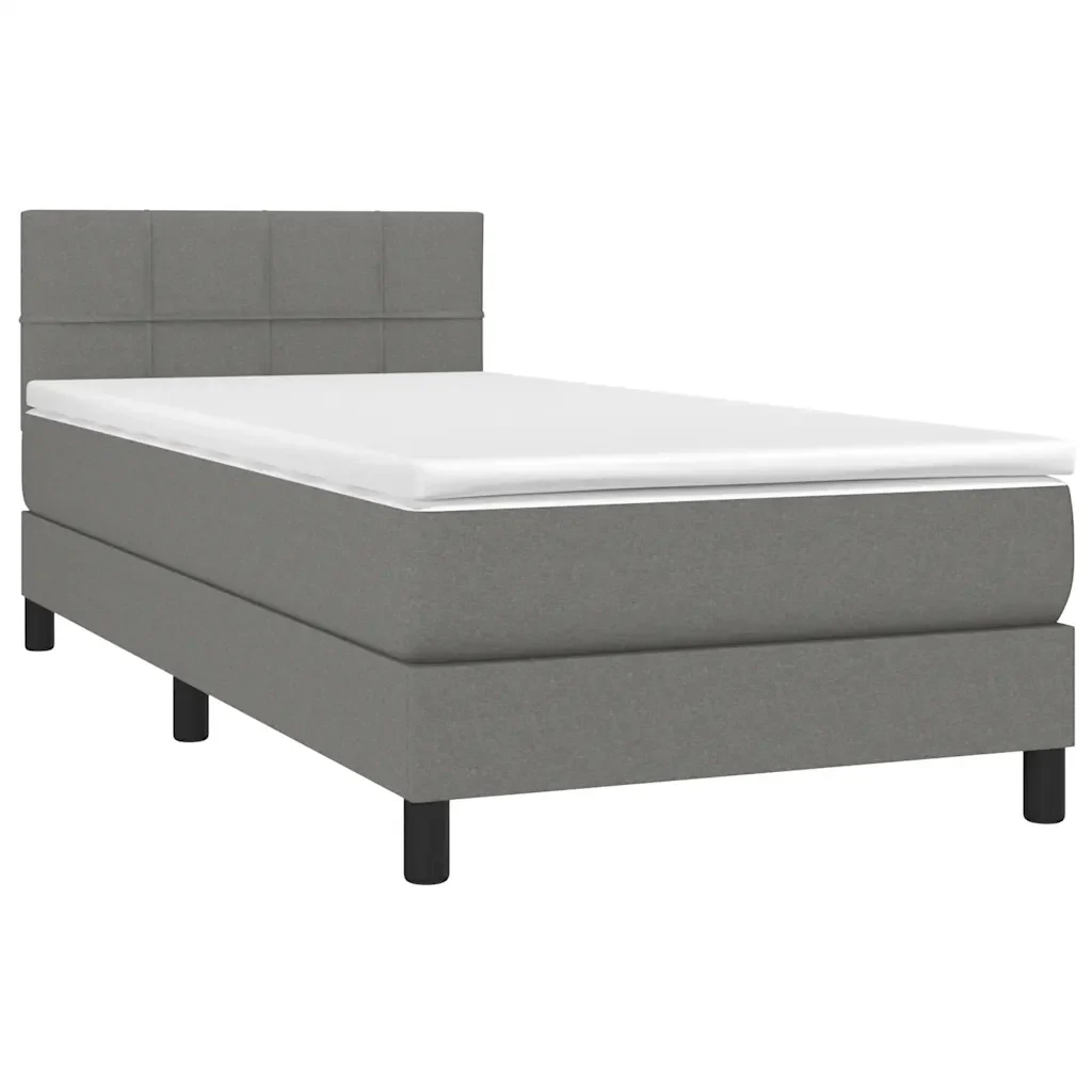 Letto singolo | Letto per adulti | Giroletto a Molle con Materasso Grigio Scuro 80x200 cm Tessuto - Image 4