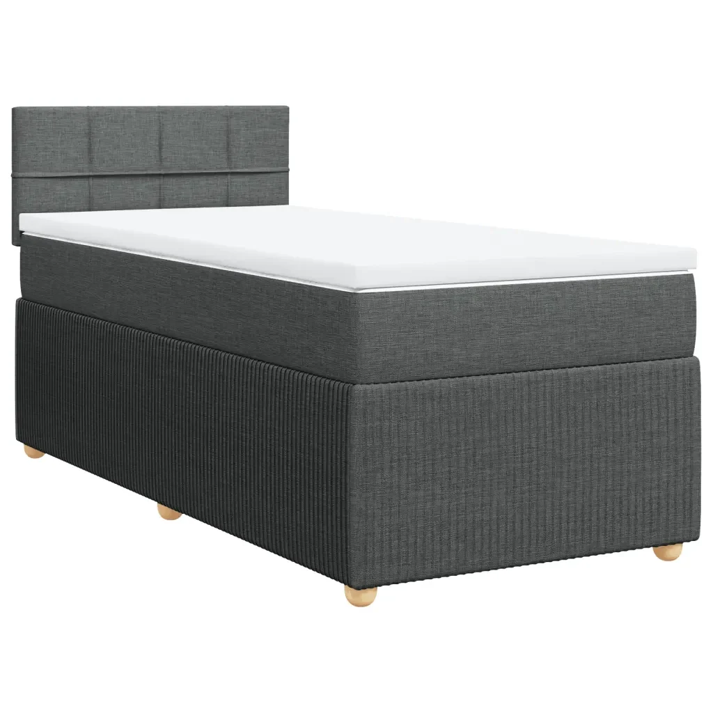 Letto singolo | Letto per adulti | Giroletto a Molle con Materasso Grigio Scuro 80x200 cm Tessuto
