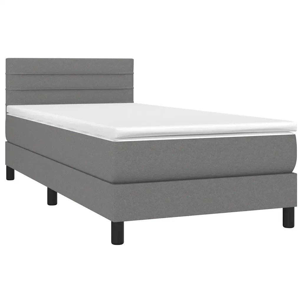 Letto singolo | Letto per adulti | Giroletto a Molle con Materasso Grigio Scuro 80x200 cm Tessuto - Image 3