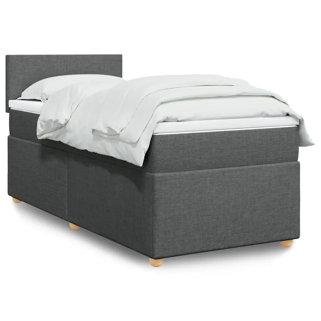 Letto singolo | Letto per adulti | Giroletto a Molle con Materasso Grigio Scuro 80x200 cm Tessuto - Image 2