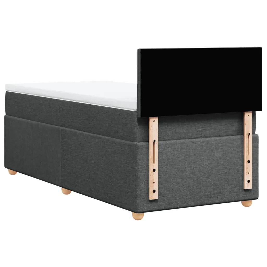 Letto singolo | Letto per adulti | Giroletto a Molle con Materasso Grigio Scuro 80x200 cm Tessuto - Image 8