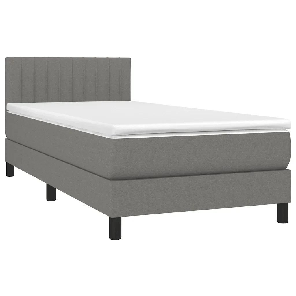 Letto singolo | Letto per adulti | Giroletto a Molle con Materasso Grigio Scuro 80x200 cm Tessuto - Image 4