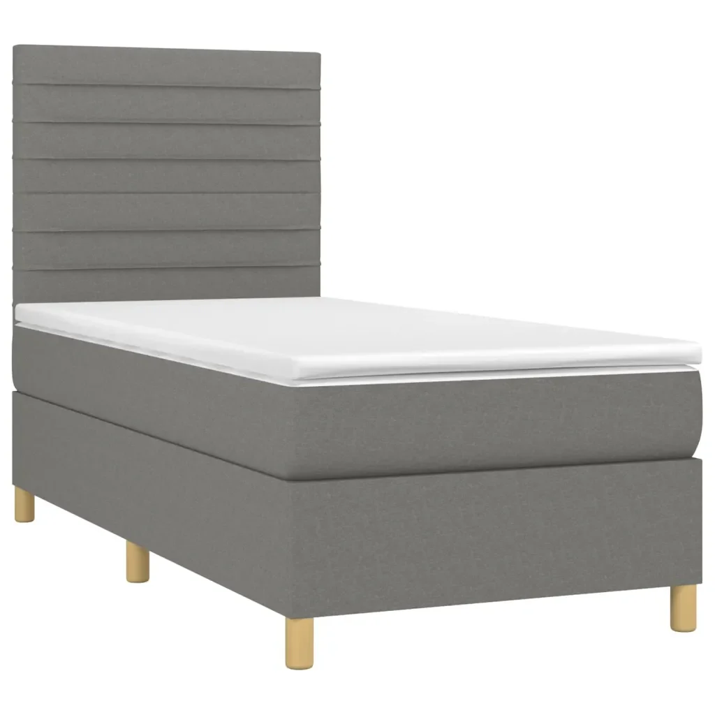 Letto singolo | Letto per adulti | Giroletto a Molle con Materasso Grigio Scuro 80x200 cm Tessuto - Image 4