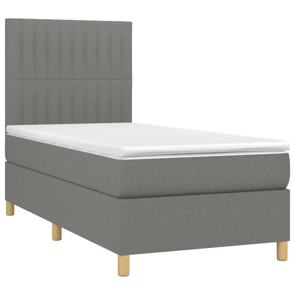 Letto singolo | Letto per adulti | Giroletto a Molle con Materasso Grigio Scuro 80x200 cm Tessuto - Image 4