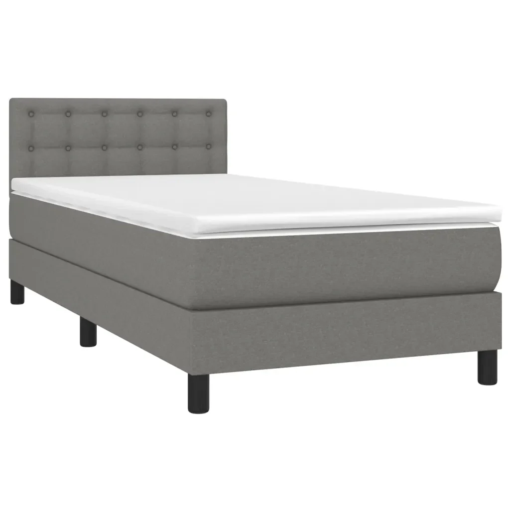 Letto singolo | Letto per adulti | Giroletto a Molle con Materasso Grigio Scuro 80x200 cm Tessuto - Image 4