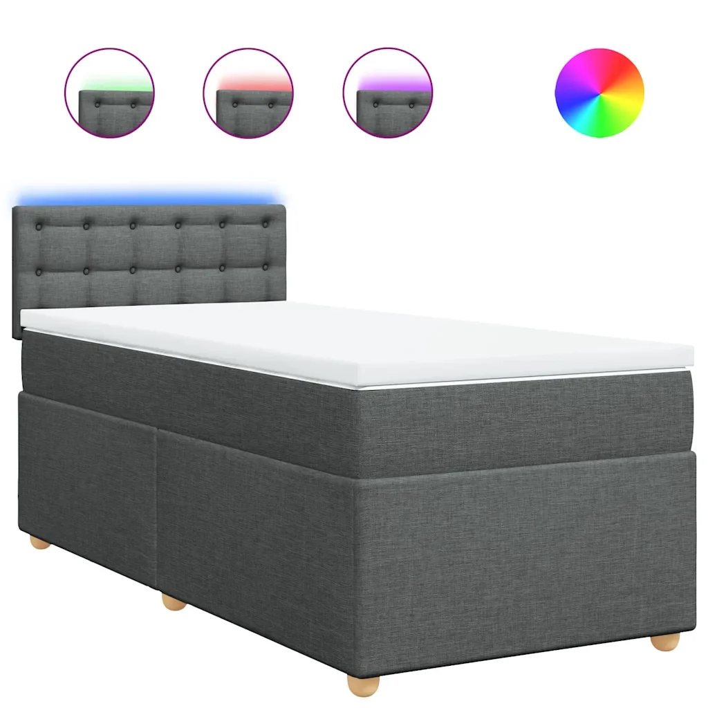Letto singolo | Letto per adulti | Giroletto a Molle con Materasso Grigio Scuro 80x200 cm Tessuto