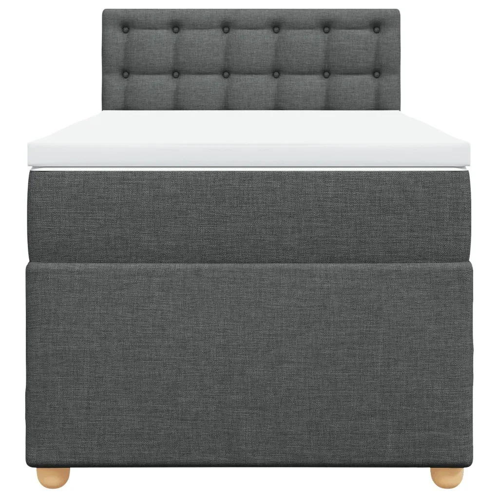 Letto singolo | Letto per adulti | Giroletto a Molle con Materasso Grigio Scuro 80x200 cm Tessuto - Image 6