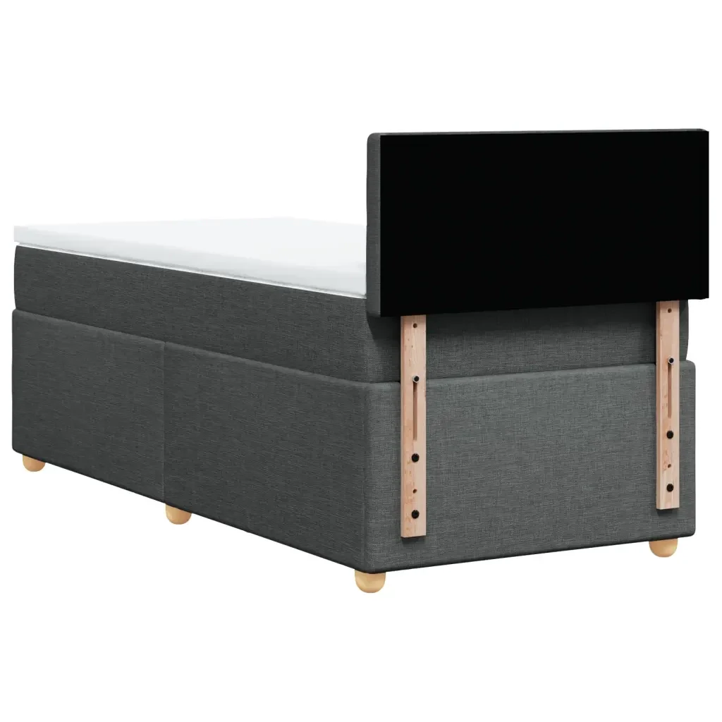 Letto singolo | Letto per adulti | Giroletto a Molle con Materasso Grigio Scuro 80x200 cm Tessuto - Image 8