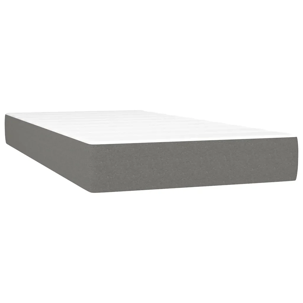 Letto singolo | Letto per adulti | Giroletto a Molle con Materasso Grigio Scuro 80x200 cm Tessuto - Image 5