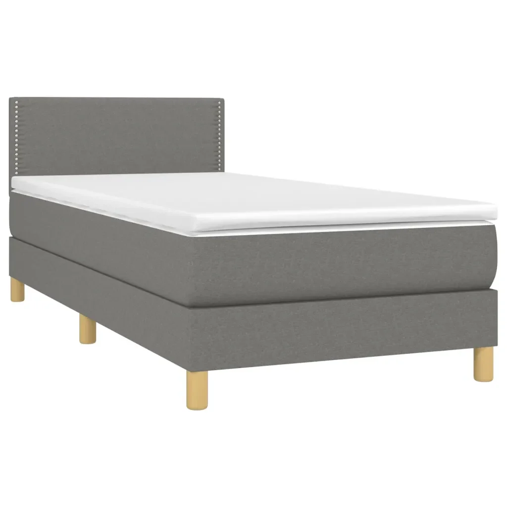 Letto singolo | Letto per adulti | Giroletto a Molle con Materasso Grigio Scuro 80x200 cm Tessuto - Image 4