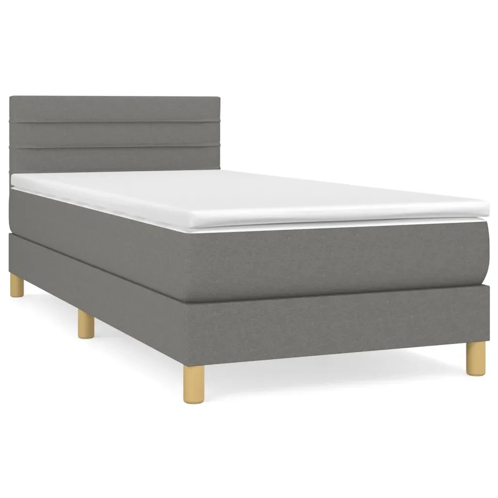 Letto singolo | Letto per adulti | Giroletto a Molle con Materasso Grigio Scuro 80x200 cm Tessuto