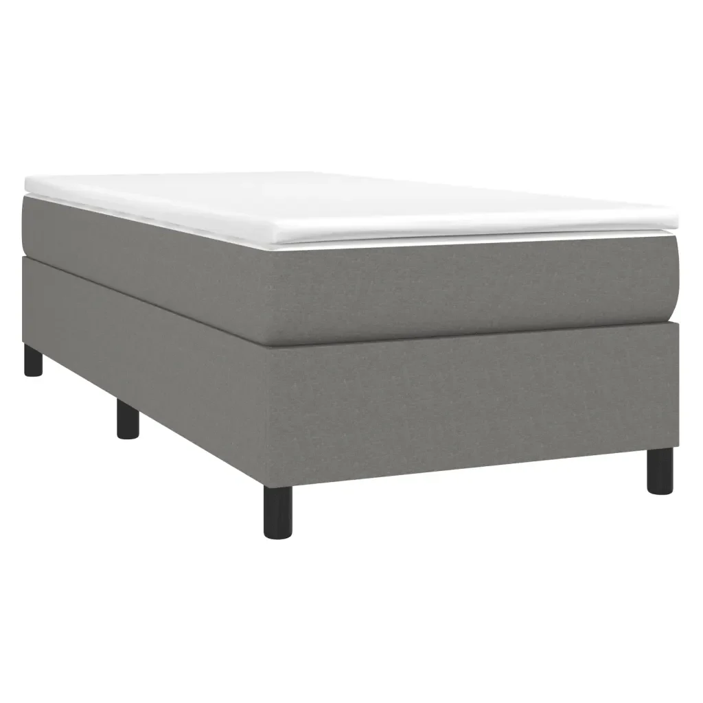 Letto singolo | Letto per adulti | Giroletto a Molle con Materasso Grigio Scuro 80x200 cm Tessuto - Image 3