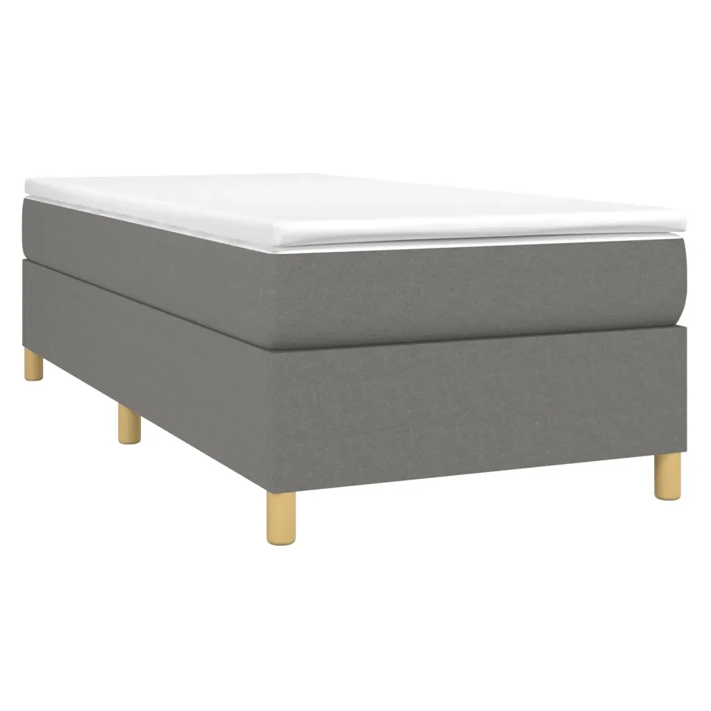 Letto singolo | Letto per adulti | Giroletto a Molle con Materasso Grigio Scuro 80x200 cm Tessuto - Image 4